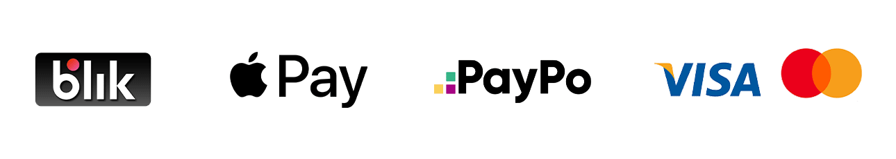 Akceptowane metody płatności: BLIK, Apple Pay, PayPo, Visa, Mastercard